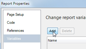 Report variables tab