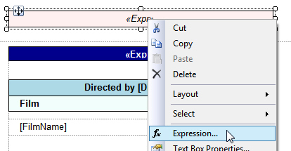 Creating report title expression