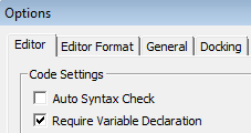 VB Editor settings