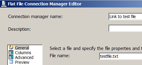 File name for flat file