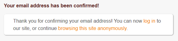 Email confirmed