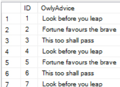 Advice rows