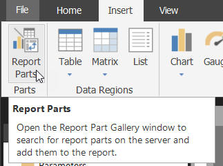 Creating report parts