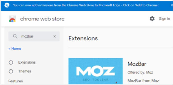Chrome extensions store