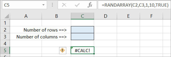 CALC error for rows