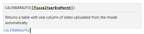 The CalendarAuto function