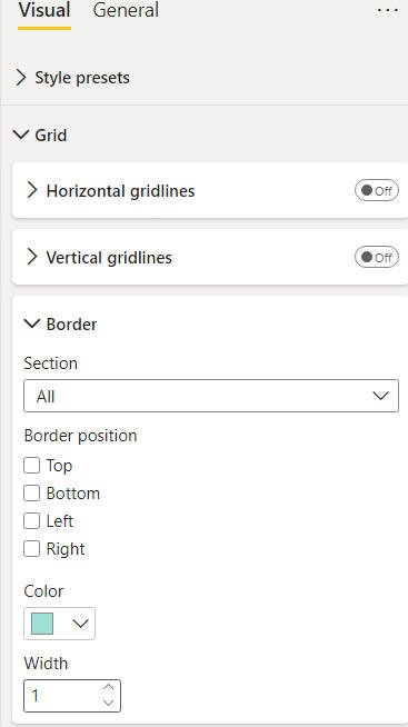 Separate border settings