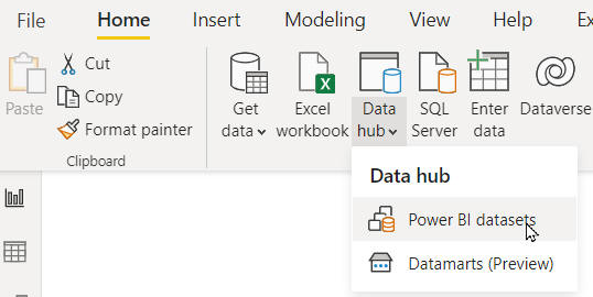 Data hub menu