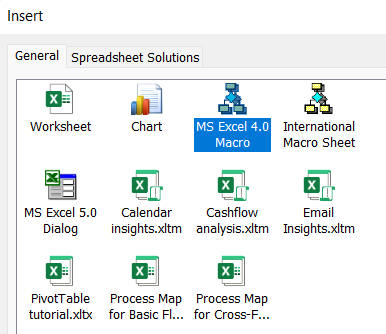 Inserting an Excel 4 worksheet