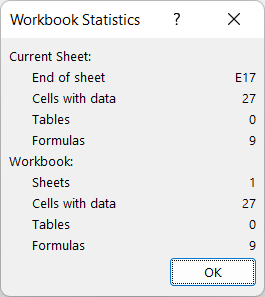Worksheet statistics