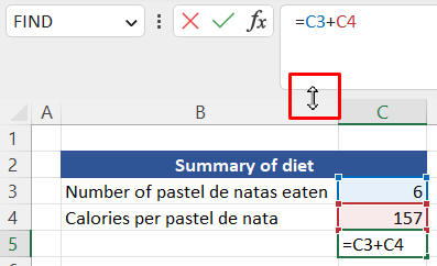 Excel formula bar