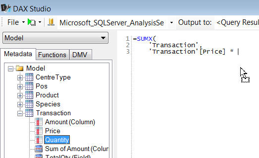 Dragging in tables and columns