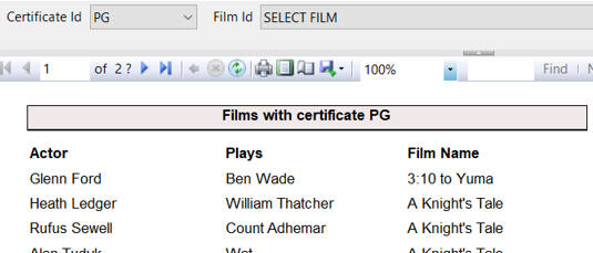 Films for given certificate