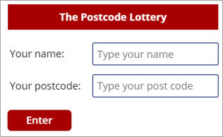Postcode application form
