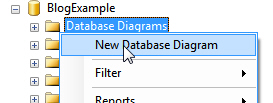Create database diagram menu