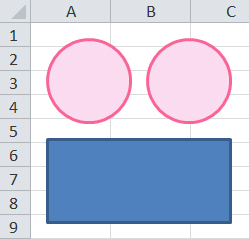 Two circles and a rectangle