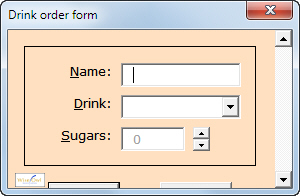 Form with vertical scroll bars
