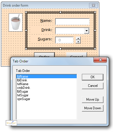 Tab order for controls in a frame