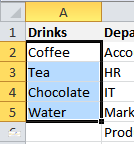 A range of drink choices
