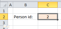 Worksheet showing person id chosen