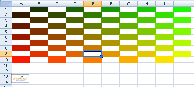A worksheet with alternate rows/columns coloured