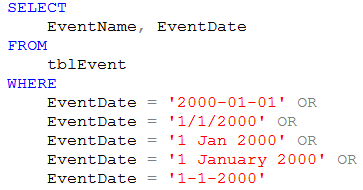 Other acceptable date formats