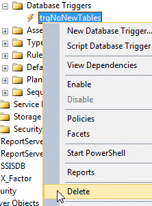 Deleting database trigger