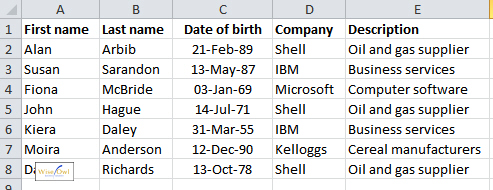 List of clients in Excel