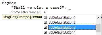 Choose default button