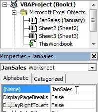 Project Explorer window in Excel VBA