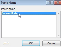 The Insert Name dialog box