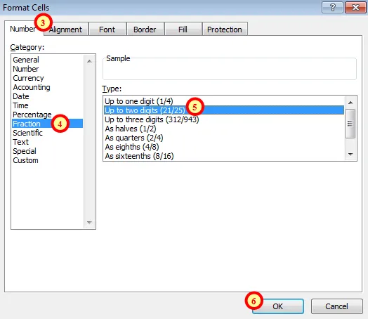 Formatting as fractions