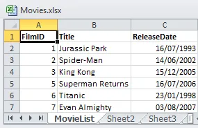 Excel spreadsheet