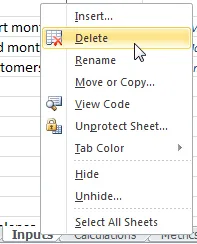 Delete sheet