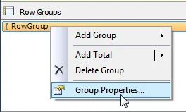 Change the properties of the row group