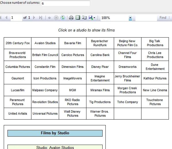 Result for 6 columns