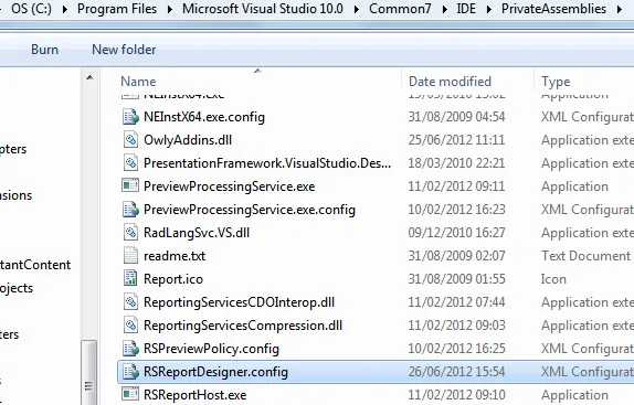 The SSRS configuration settings file