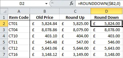 ROUNDUP and ROUNDDOWN