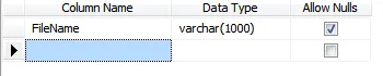 Table to hold file names