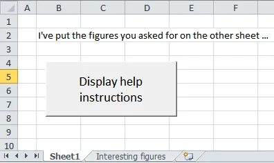 Initial look of workbook