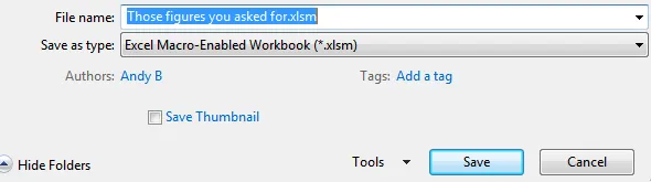 Choose macro enabled workbook