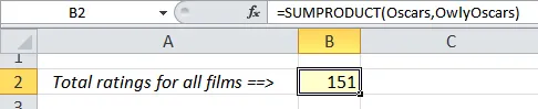 SUMPRODUCT formula for two ranges