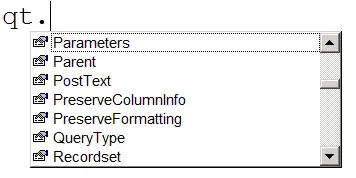 Some query table parameters