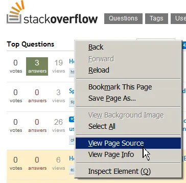 StackOverflow HTML