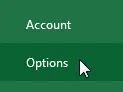 Options in Excel 2013