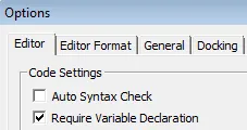 VB Editor settings