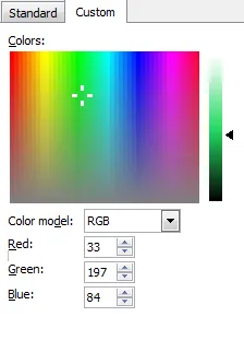 Custom tab for colours