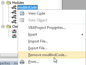 Remove bird module