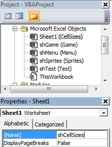 Rename cell size sheet