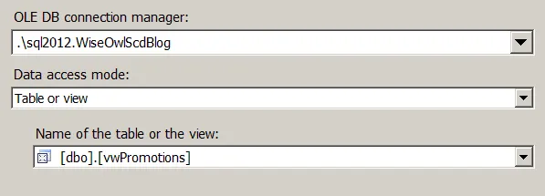 Setting the OLEDB connection and view